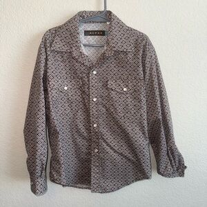 Roper boys Geometric Pattern Shirt - Brown and White